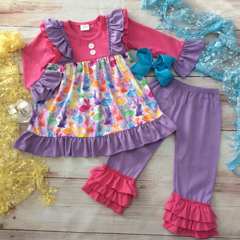 Boutique Girls 3pc Easter Ruffle Outfit